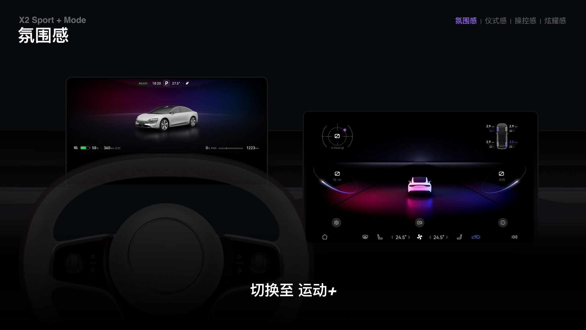 LUXEED S7 Sport+ mode cockpit experience · 1/3